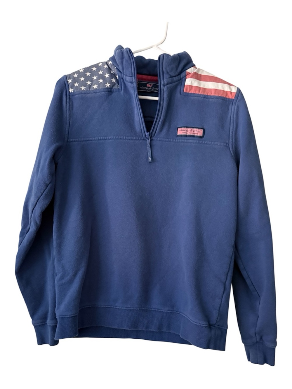 Vintage Vineyard Vines Boys Navy Quarter-Zip Pullover with flag accents sz XL-18